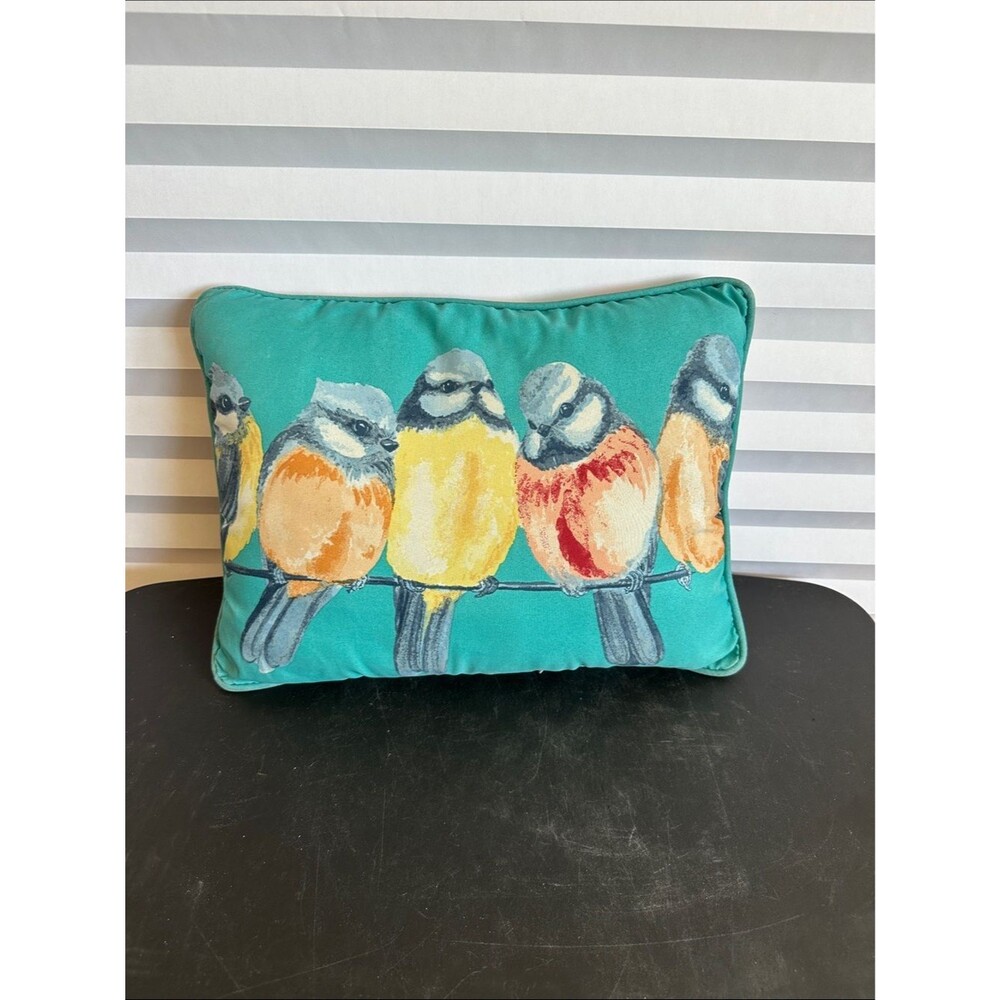 Turquoise Bird Print Decorative Pillow